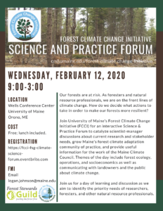Picture of poster advertising forest climate change science and practice forum